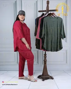 ست بلوز شلوار میله ای سایزبزرگ 4434