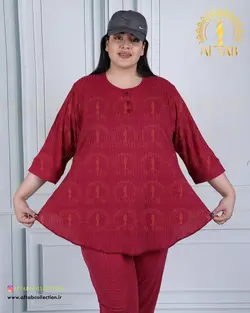 ست بلوز شلوار میله ای سایزبزرگ 4434