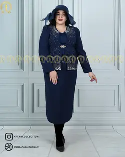 کت و دامن مجلسی جلو نگین سایزبزرگ