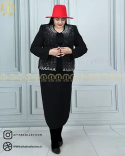 کت و دامن مجلسی جلو نگین سایزبزرگ