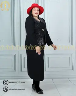کت و دامن مجلسی جلو نگین سایزبزرگ