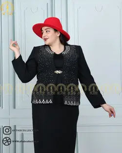کت و دامن مجلسی جلو نگین سایزبزرگ