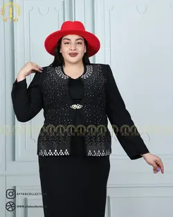 کت و دامن مجلسی جلو نگین سایزبزرگ