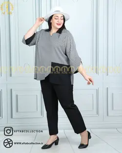 شومیز الیزا یقه دار سایزبزرگ 4569