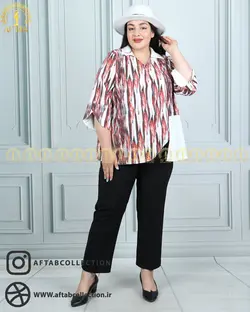 شومیز الیزا یقه دار سایزبزرگ 4569