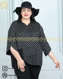 شومیز الیزا یقه دار سایزبزرگ 4569