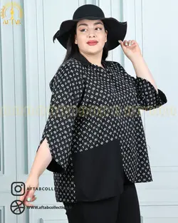 شومیز الیزا یقه دار سایزبزرگ 4569