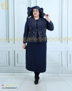 کت و دامن کرپ منجوق دوزی سایزبزرگ 4415