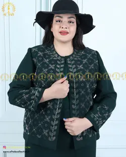کت و دامن کرپ منجوق دوزی سایزبزرگ 4415