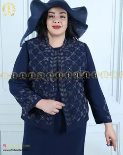 کت و دامن کرپ منجوق دوزی سایزبزرگ 4415