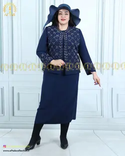 کت و دامن کرپ منجوق دوزی سایزبزرگ 4415
