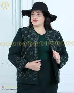 کت و دامن کرپ منجوق دوزی سایزبزرگ 4415