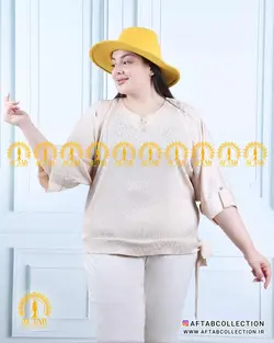 شومیز پایین گره طرحدار سایزبزرگ 4822