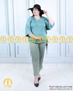 شومیز پایین گره طرحدار سایزبزرگ 4822