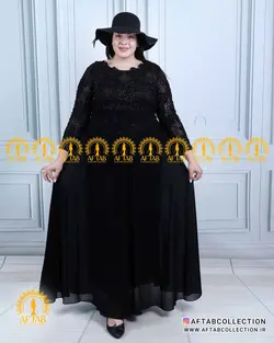 پیراهن مجلسی حریر گیپور سایزبزرگ 4839