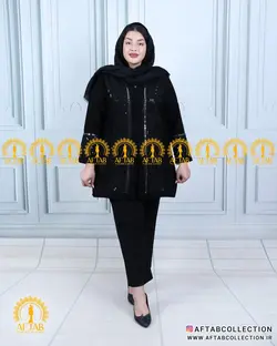 مانتو کتی پولک آیینه کاری سایزبزرگ 4857