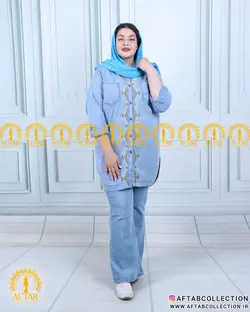 مانتو جین گلدوزی مثلثی سایزبزرگ 4856