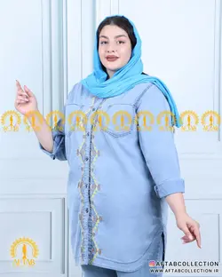مانتو جین گلدوزی مثلثی سایزبزرگ 4856
