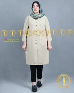 مانتو لنین جفت دکمه سایز بزرگ