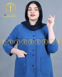 مانتو لنین جفت دکمه سایز بزرگ