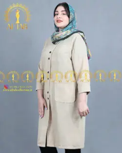 مانتو لنین جفت دکمه سایز بزرگ