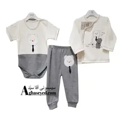 ست 3 تکه لباس نوزادی گودمارک طرح کراوات کد00210008