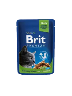 پوچ گربه بریت مدل Brit _ chicken slices for sterilised