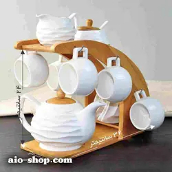 پایه قوری فنجان و شکر پاش چوبی