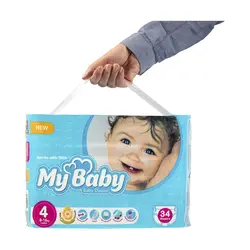 پوشک مای بیبی آبی سری مهربان با پوست سایز 4 - 34 عددی
