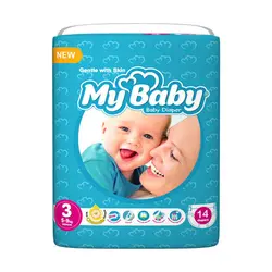 پوشک مای بیبی آبی سری مهربان با پوست سایز 3 - 14 عددی