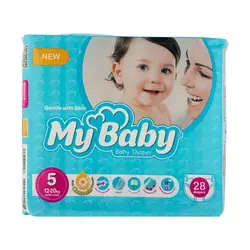 پوشک مای بیبی آبی سری مهربان با پوست سایز 5 - 28 عددی