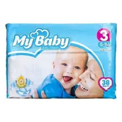 پوشک مای بیبی آبی سری مهربان با پوست سایز 3 - 38 عددی
