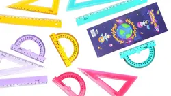 ست خطکش گونیا و نقاله ژله ای با پک لاستیکی