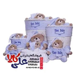 سبد لباس و اسباب بازی حصیری کوچک اتاق کودک طرح خرس الن بیبی