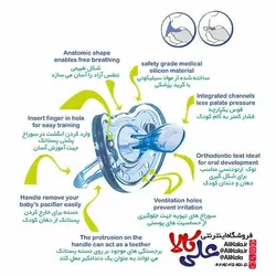 پستانک ارتودنسی تمام سیلیکونی دو در یک مایا