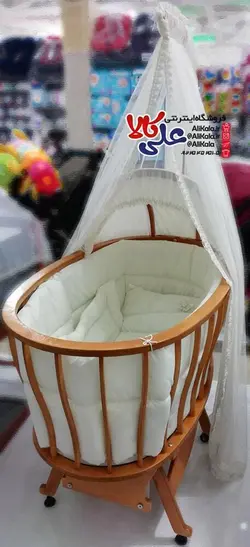 تخت گهواره چوبی مدل بیضی طرح ترک سایبان دار