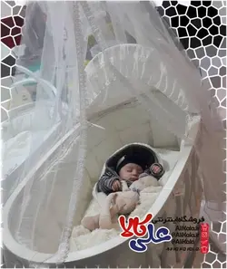 تخت گهواره چوبی مدل بیضی طرح ترک سایبان دار