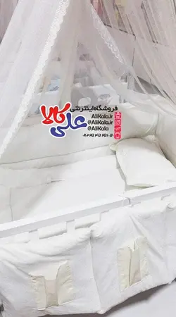 تخت و گهواره کنار تخت مادر چوبی کد AK03