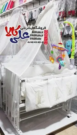 تخت و گهواره کنار تخت مادر چوبی کد AK03