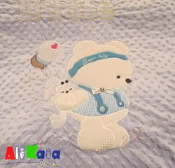 سرویس خواب مخمل Little همراه با قنداق فرنگی طرح خرس و بادکنک کد04