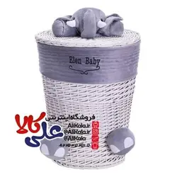 ست 10 تیکه حصیری سبد اتاق کودک طرح فیل
