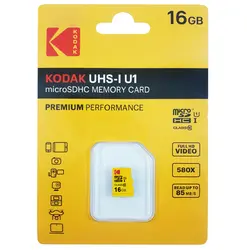 کارت حافظه microSDHC کداک مدل Premium Performance کلاس 10 استاندارد UHS-I U1 سرعت 85MBps ظرفیت 16 گیگابایت