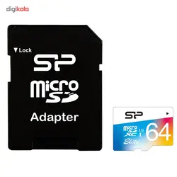 کارت حافظه microSDXC سیلیکون پاور مدل Color Elite کلاس 10 استاندارد UHS-I U1 سرعت 85MBps همراه با آداپتور SD ظرفیت 64 گیگابایت