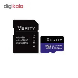 کارت حافظه microSDXC وریتی مدل 4K کلاس 10 استاندارد UHS-I U3 سرعت 80MBps ظرفیت 64 گیگابایت به همراه آداپتور SD