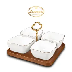 سرویس اردوخوری چینی مربع موج چهارخانه برند لمون