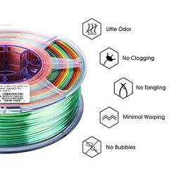 فیلامنت پرینتر سه بعدی PLA ابریشمی ایسان رنگ رنگین کمان eSUN e-silk filament