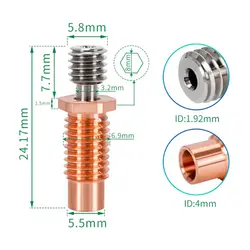 پیچ اکسترودر سوراخ دار  Bi Metal E3D V6 دما بالا