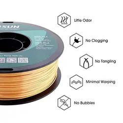 فیلامنت پرینتر سه بعدی PLA ابریشمی ایسان رنگ طلایی eSUN e-silk filament