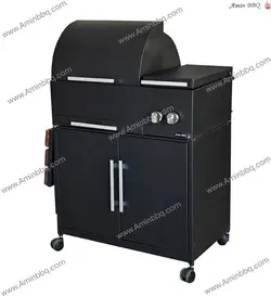 باربیکیو اجاق دار دودرب گرد با کابینت AMINBBQ-BRC-075 - امین باربیکیو