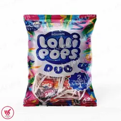 آبنبات چوبی میوه ای روشن Roshen لولی پاپز Duo بسته ۶۲ عددی